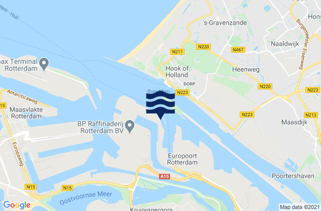 Carte des horaires des marées pour Europoort, Netherlands