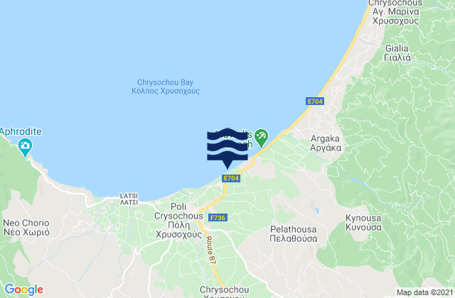 Carte des horaires des marées pour Evrétou, Cyprus