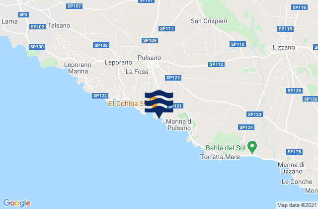 Carte des horaires des marées pour Faggiano, Italy