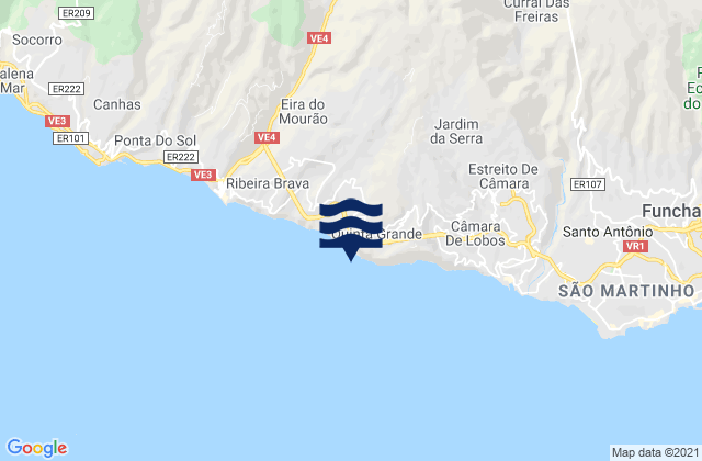 Carte des horaires des marées pour Faja Dos Padres, Portugal