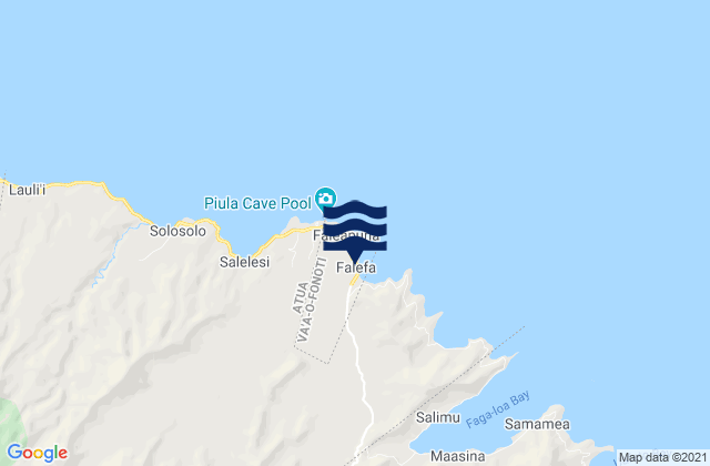 Carte des horaires des marées pour Falefa, Samoa