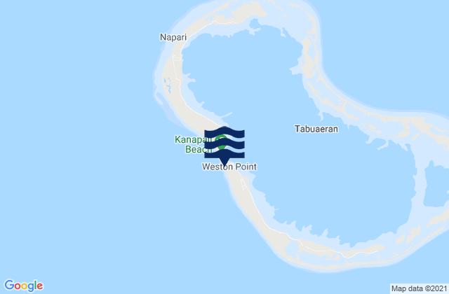 Carte des horaires des marées pour Fanning Island, Kiribati