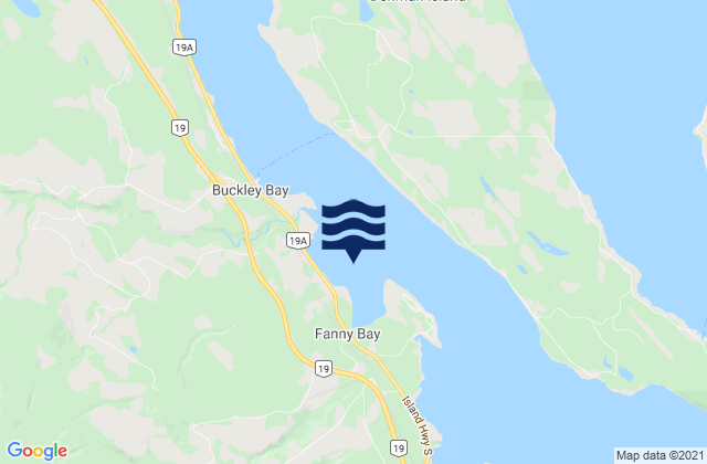 Carte des horaires des marées pour Fanny Bay, Canada