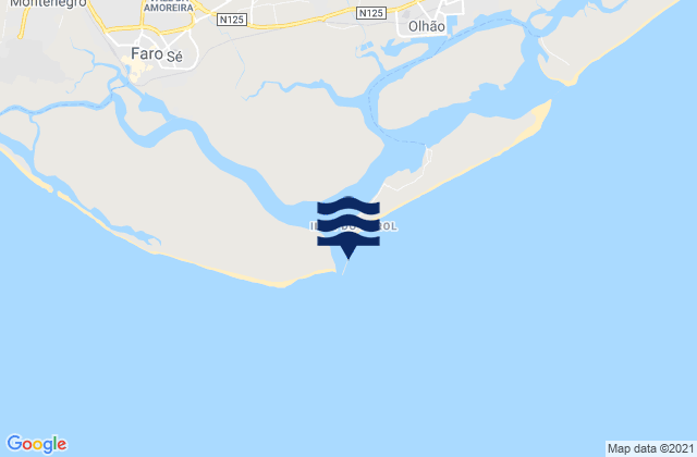 Carte des horaires des marées pour Faro bar, Portugal