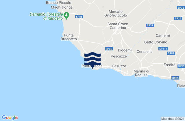 Carte des horaires des marées pour Faro di Punta Secca, Italy