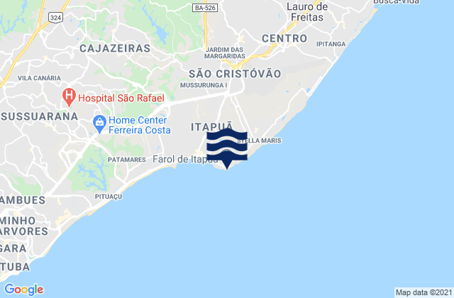 Carte des horaires des marées pour Farol de Itapuã, Brazil