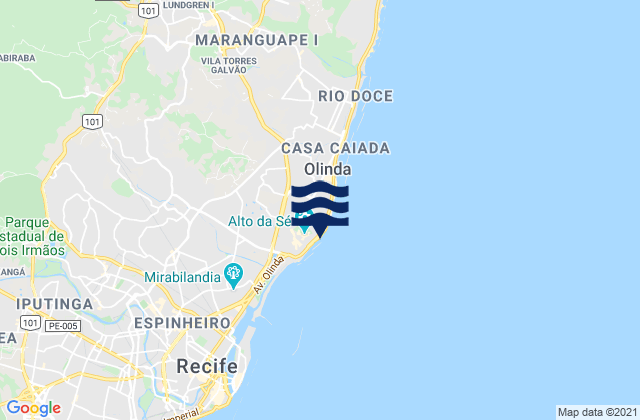 Carte des horaires des marées pour Farol de Olinda, Brazil