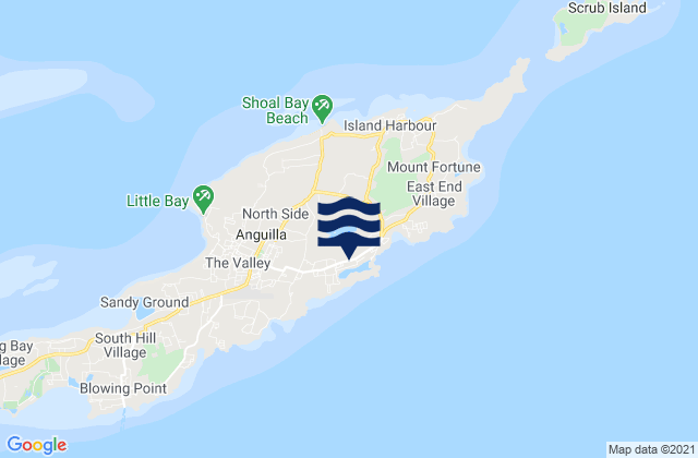 Carte des horaires des marées pour Farrington, Anguilla