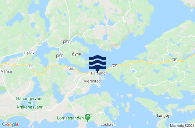 Carte des horaires des marées pour Farsund, Norway