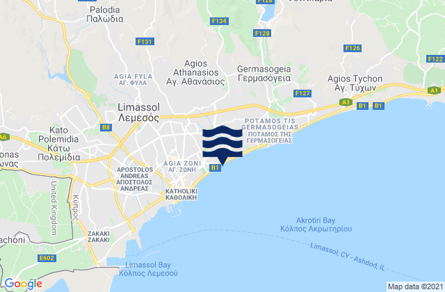Carte des horaires des marées pour Fasoúla, Cyprus