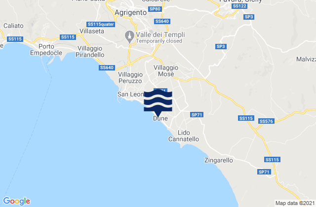 Carte des horaires des marées pour Favara, Italy