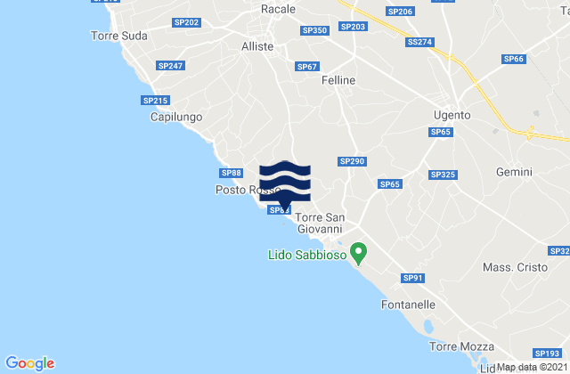 Carte des horaires des marées pour Felline, Italy