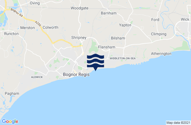 Carte des horaires des marées pour Felpham Beach, United Kingdom