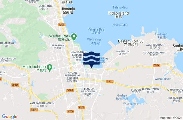 Carte des horaires des marées pour Fenglin, China