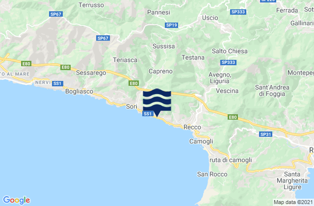 Carte des horaires des marées pour Ferriere, Italy