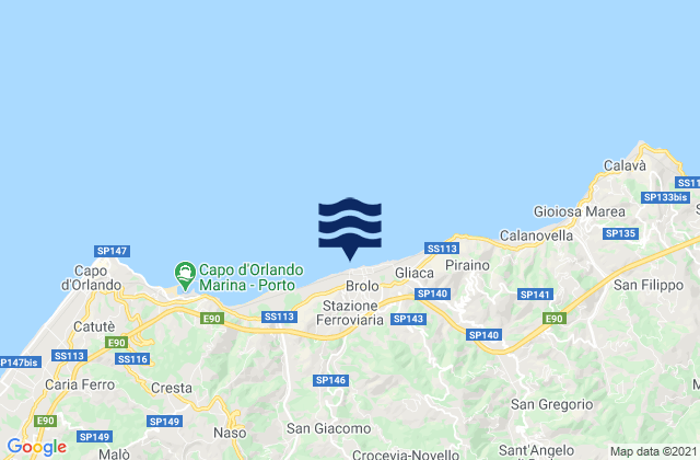 Carte des horaires des marées pour Ficarra, Italy