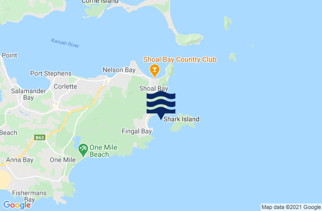Carte des horaires des marées pour Fingal Bay, Australia