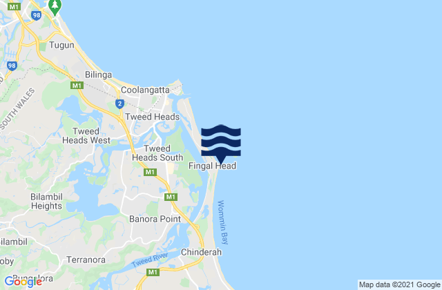 Carte des horaires des marées pour Fingal Head Lighthouse, Australia