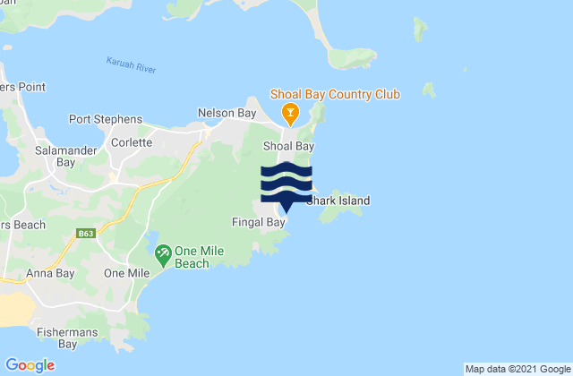 Carte des horaires des marées pour Fingal Point and Beach, Australia