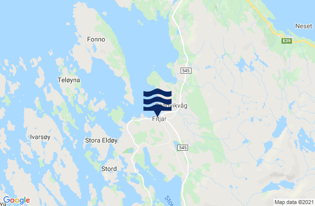 Carte des horaires des marées pour Fitjar, Norway