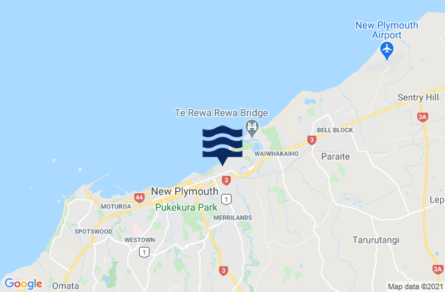 Carte des horaires des marées pour Fitzroy Beach, New Zealand