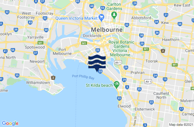 Carte des horaires des marées pour Fitzroy North, Australia