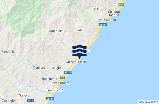 Carte des horaires des marées pour Fiumedinisi, Italy