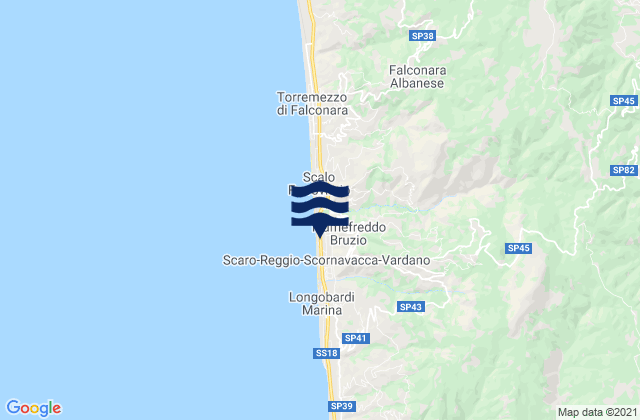 Carte des horaires des marées pour Fiumefreddo Bruzio, Italy