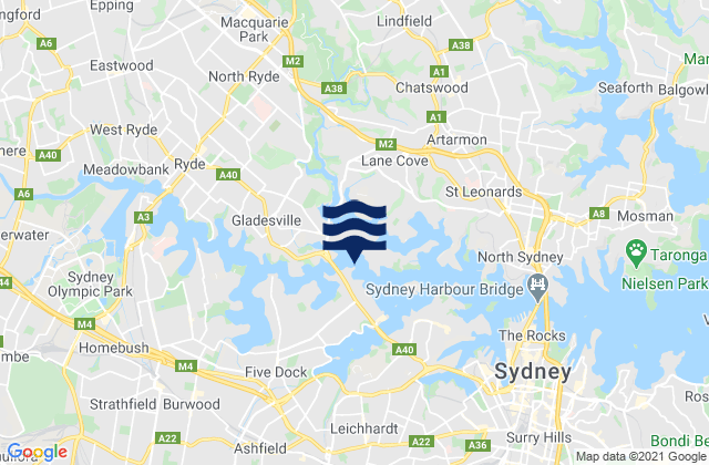 Carte des horaires des marées pour Five Dock Bay, Australia