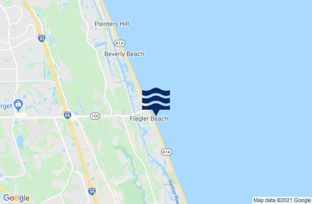 Carte des horaires des marées pour Flagler Beach, United States