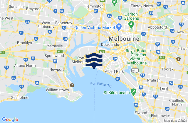 Carte des horaires des marées pour Flemington, Australia