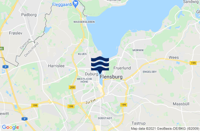 Carte des horaires des marées pour Flensburg, Germany