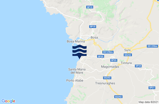 Carte des horaires des marées pour Flussio, Italy