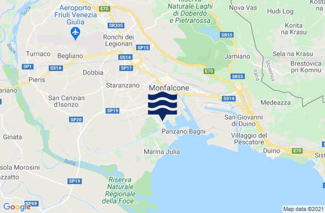 Carte des horaires des marées pour Fogliano, Italy