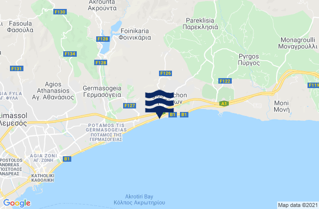Carte des horaires des marées pour Foinikária, Cyprus