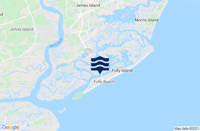 Carte des horaires des marées pour Folly River Bridge (Flooy Island), United States