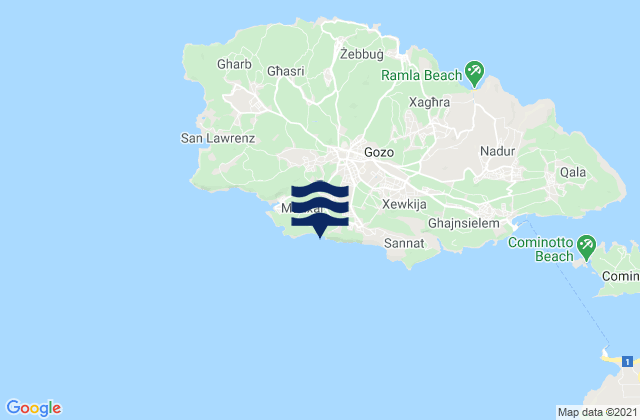 Carte des horaires des marées pour Fontana, Malta
