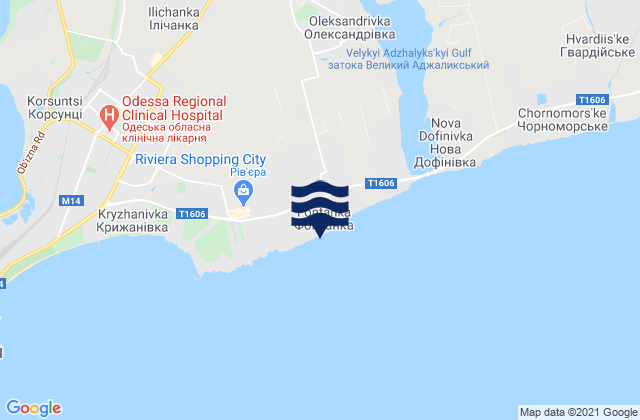 Carte des horaires des marées pour Fontanka, Ukraine