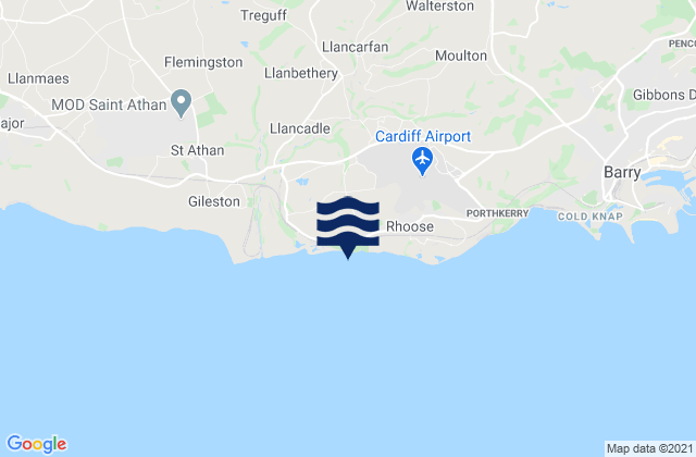 Carte des horaires des marées pour Fontygary (Ffontygari) Bay Beach, United Kingdom