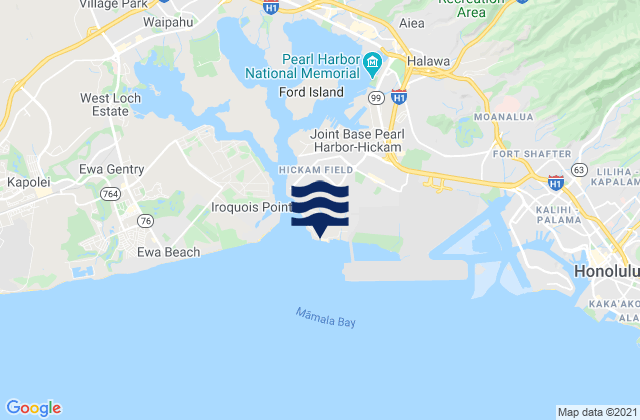 Carte des horaires des marées pour Fort Kamehameha Beach, United States