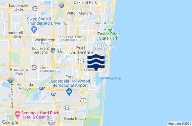 Carte des horaires des marées pour Fort Lauderdale, United States