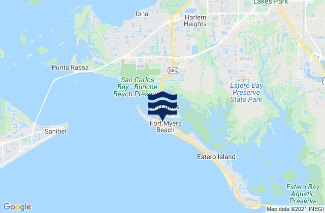 Carte des horaires des marées pour Fort Myers Beach, United States