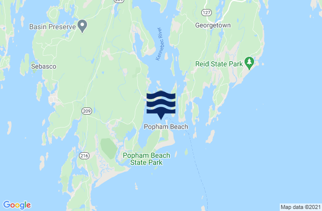 Carte des horaires des marées pour Fort Popham Hunniwell Point, United States
