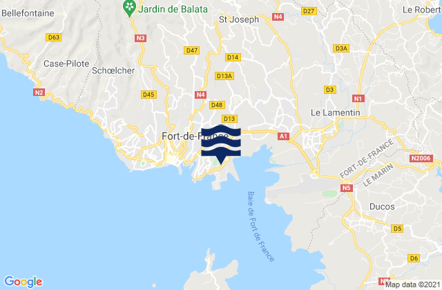 Carte des horaires des marées pour Fort de France, Martinique
