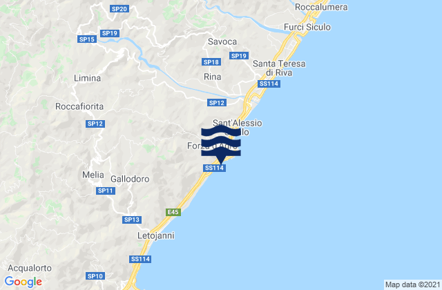 Carte des horaires des marées pour Forza d'Agrò, Italy