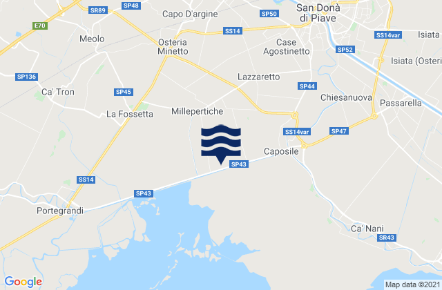 Carte des horaires des marées pour Fossalta di Piave, Italy