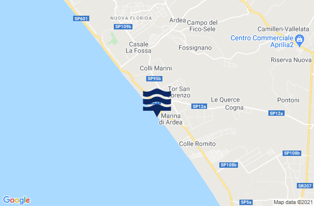 Carte des horaires des marées pour Fossignano, Italy