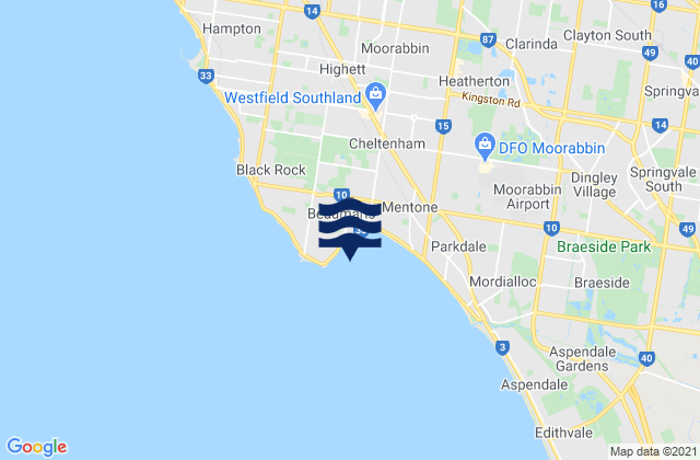 Carte des horaires des marées pour Fossil Beach, Australia