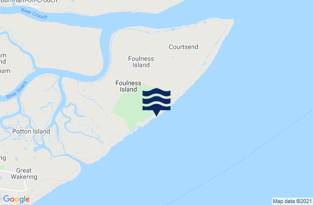 Carte des horaires des marées pour Foulness Island, United Kingdom