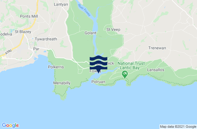Carte des horaires des marées pour Fowey Harbour, United Kingdom